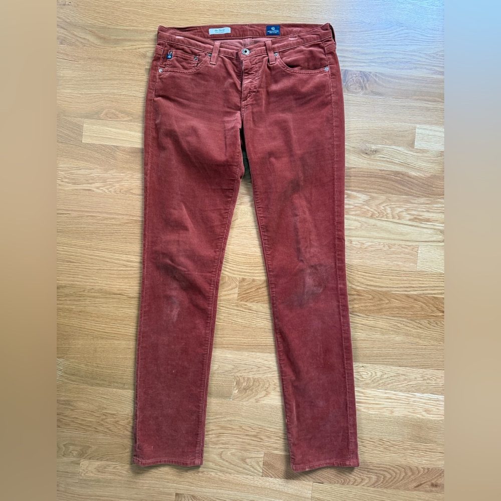 AG Jeans Corduroy Pants RUST The Stevie Slim Straight 29R Adriano Goldschmied